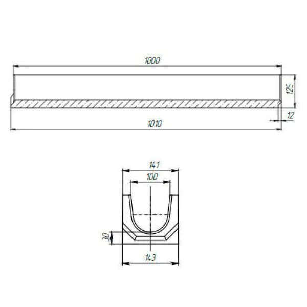 Лоток водовідвідний ЛВ-10.14.13-Б BetoMax Basic бетонний