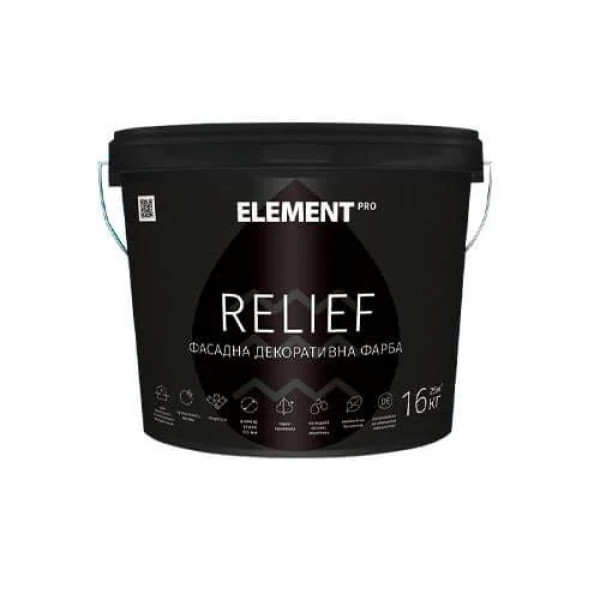 Фарба декоративна структурна, біла Relief Element PRO, 16кг