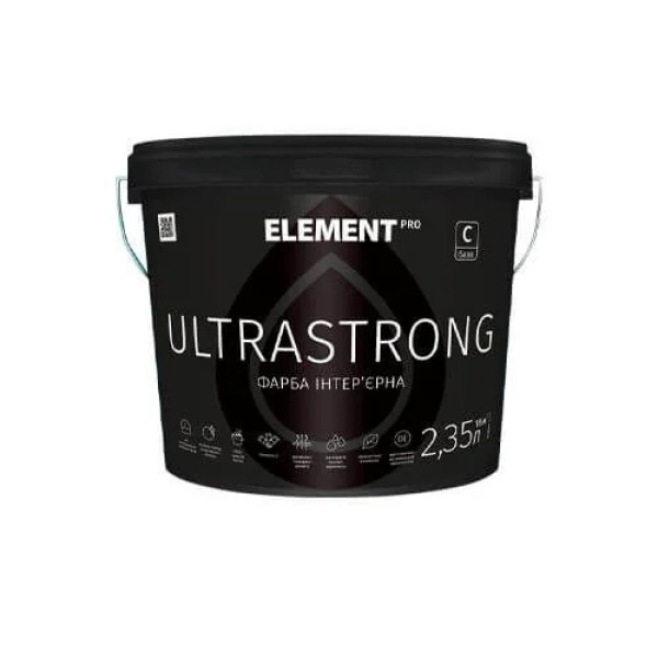 Фарба інтер'єрна зносостійка, шовковисто - матова, біла Ultrastrong Element PRO, 14.4кг