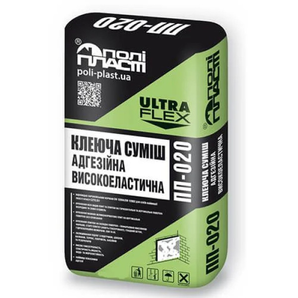 Поліпласт ПП-020 Клейова суміш високоеластична, високоадгезійна ULTRA FLEX