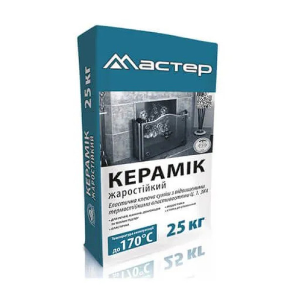 Клей для плитки з жаростійкими властивостями Майстер Керамік жаростійкий